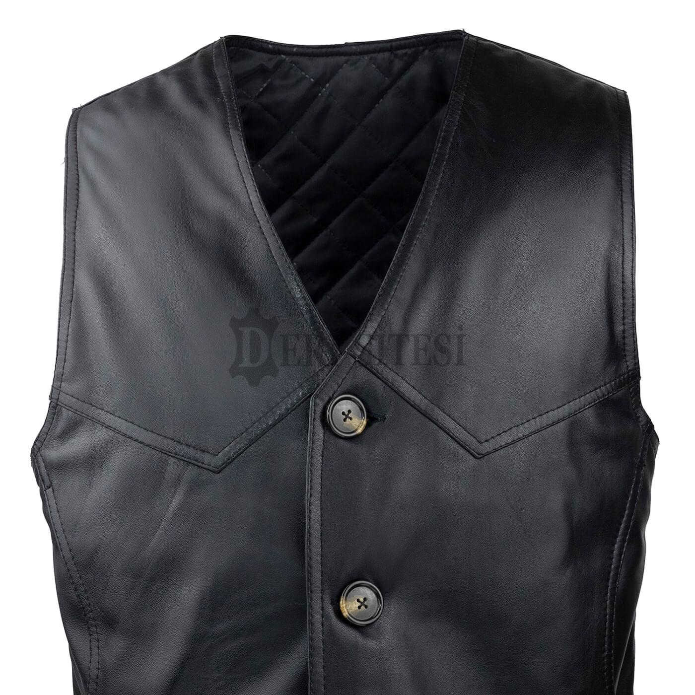 Black men's leather vest with a clean classic design