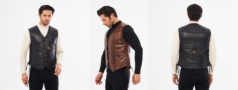 Chopper tarzı erkek deri yelek modeli