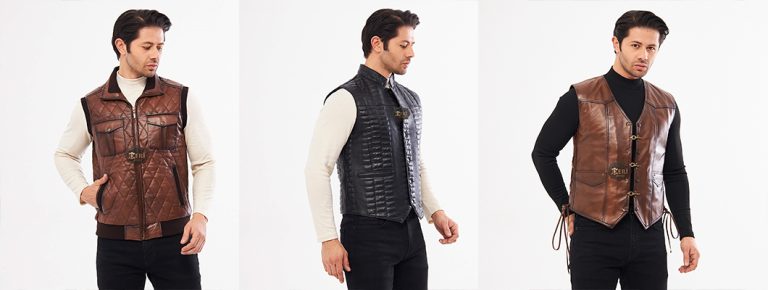 Erkek hakiki deri yelek modeli