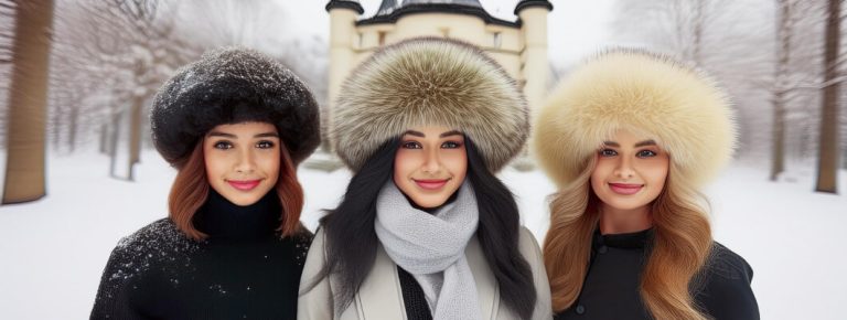 Kışlık kadın deri şapka ve gerçek kürklü modeller