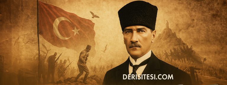 Atatürk ve kalpak üzerine tarihî anlatım görseli