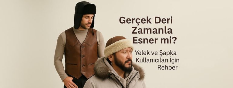 Gerçek deri yelek ve şapkanın zamanla esnemesi