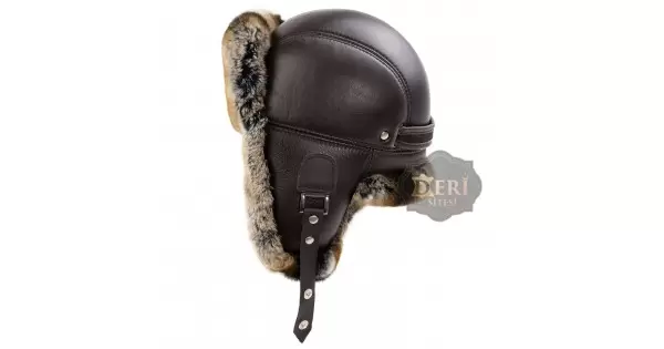Ushanka nasıl takılır? Ş057 Tabışgan kahverengi tavşan kürklü kuzu derisi şapka
