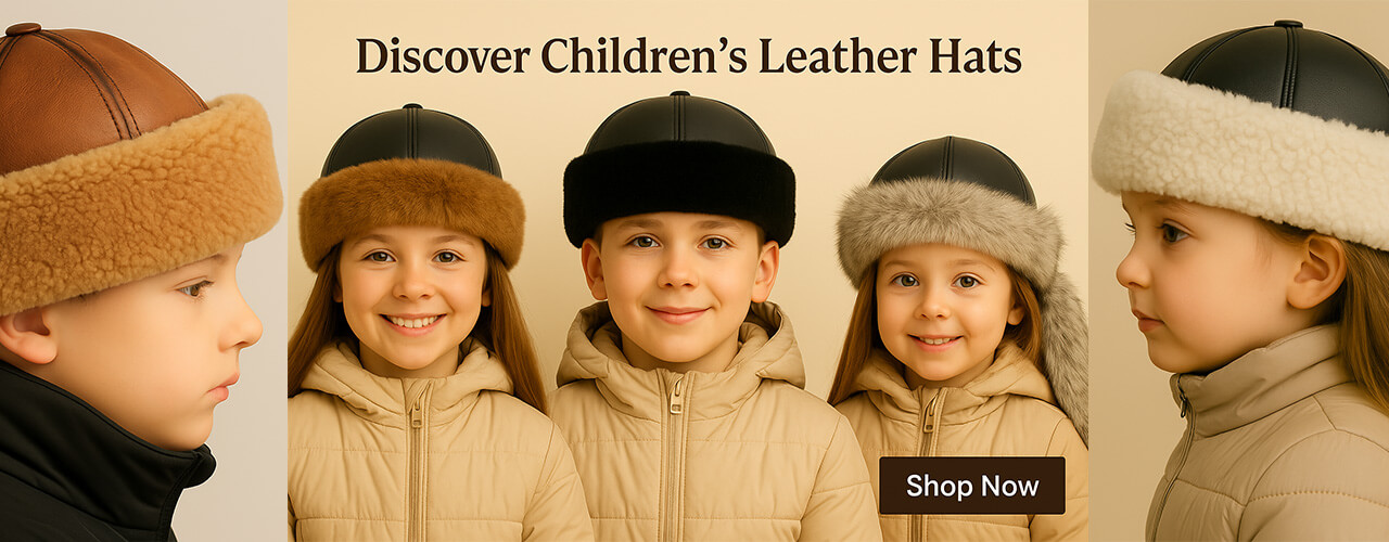Children's Leather Hats - Genuine Leather and Fur Models for Babies, Girls and Boys