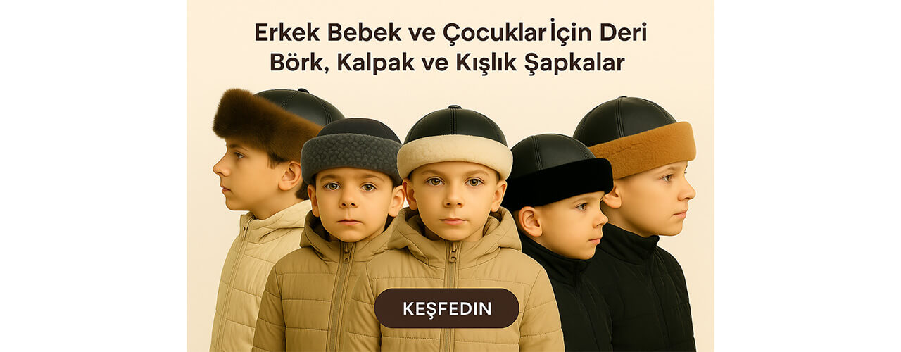 Erkek Bebek Çocuk Deri Şapka Börk Modelleri