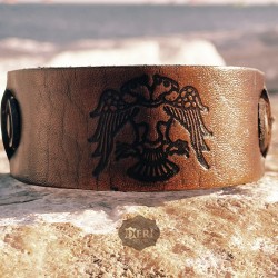 Selçuklu Kartal Tamgalı Deri Bileklik - Zamak Kolye Hediyeli - BK03