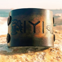 Kayı Boyu, Selçuklu Kartalı ve Osmanlı Tuğralı Deri Bileklik - Kolye Hediyeli - BK010