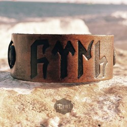 Orhun Alfabesi İle Türk Yazılı Deri Bileklik Modelimiz - Kolye Hediyeli - BK013