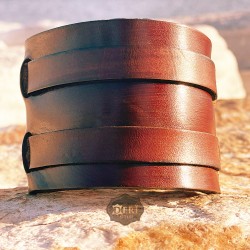 Çift Kemerli Yeniçeri Deri Bileklik  - Kolye Hediyeli