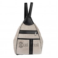Women's Leather Backpack - Beige Color - Genuine Sheepskin 