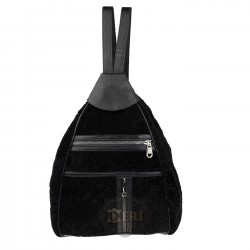 Kadın Siyah Deri Sırt Çantası - Hakiki Koyun Derisi Kadın Siyah Deri Sırt Çantası - Hakiki Koyun Derisi