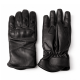 Hakiki dana derisi siyah motorcu eldiveni, parmak boğumları ve avuç içi korumalı, cırt cırtlı bilek kayışlı, miflon astarlı detay görünümü