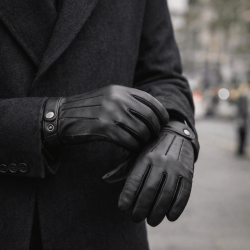 Hakiki Keçi Derisi Erkek Eldiveni | Sıcak Miflon Astarlı
