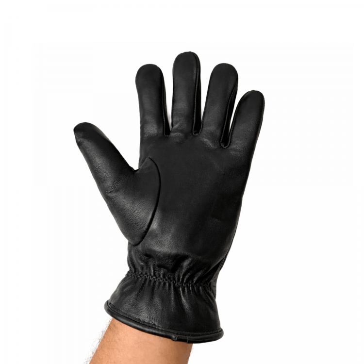 İçi kürklü hakiki kuzu derisi erkek eldiven, siyah renk, soğuk havalarda sıcak tutan kışlık deri eldiven