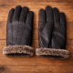 İçi kürklü hakiki kuzu derisi erkek eldiven, siyah renk, soğuk havalarda sıcak tutan kışlık deri eldiven