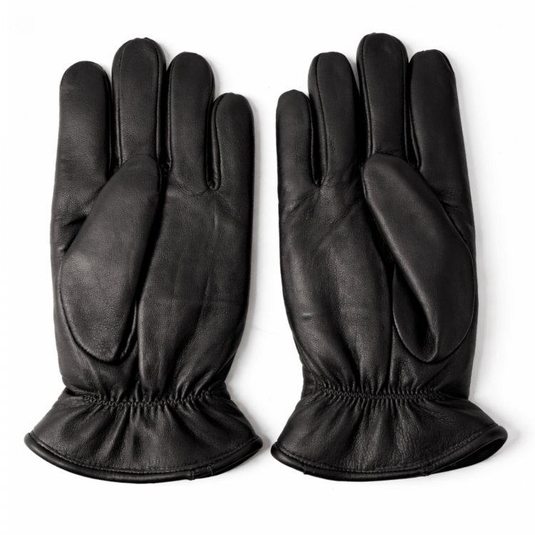 İçi kürklü hakiki kuzu derisi erkek eldiven, siyah renk, soğuk havalarda sıcak tutan kışlık deri eldiven