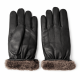 İçi kürklü hakiki kuzu derisi erkek eldiven, siyah renk, soğuk havalarda sıcak tutan kışlık deri eldiven