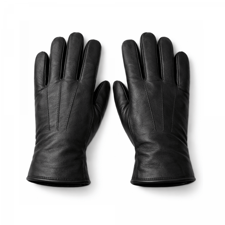 İçi kürklü hakiki kuzu derisi erkek eldiven, siyah renk, soğuk havalarda sıcak tutan kışlık deri eldiven