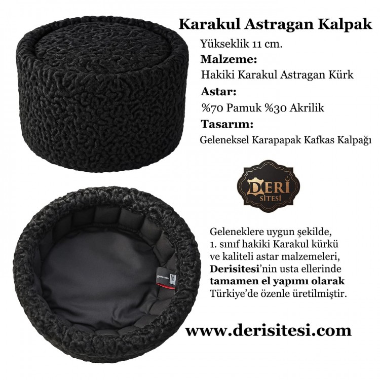 Karakulli Kafkas Kalpağı Deri Papak