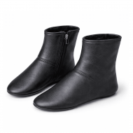 Hakiki Dana Derisi Kuzu Kürklü Mest – Siyah Ev Ayakkabısı 