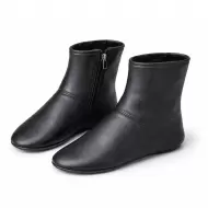 Hakiki Dana Derisi Kuzu Kürklü Mest – Siyah Ev Ayakkabısı 