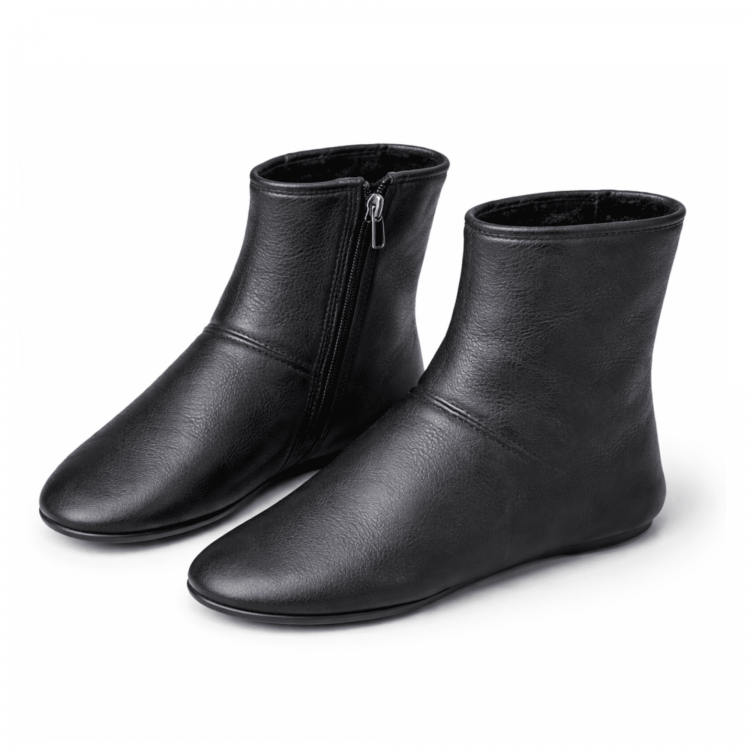 Hakiki deri kürklü siyah ev ayakkabısı mest modeli