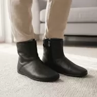 Hakiki Dana Derisi Kuzu Kürklü Mest – Siyah Ev Ayakkabısı 