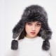 Almila Gri Boz Kürklü Kadın Deri Şapka, Börk Modelimiz - BŞ162
