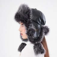Russian Trapper Winter Fur Hat for Women - Handmade Gray Shearling Sheepskin Leather Russian Trapper Winter Fur Hat for Women - Handmade Gray Shearling Sheepskin Leather