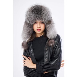 Stil Sahibi Kış: %100 Hakiki Boz Tilki Kürklü Ushanka Kadın Deri Şapka - Derisitesi Stil Sahibi Kış: %100 Hakiki Boz Tilki Kürklü Ushanka Kadın Deri Şapka - Derisitesi