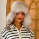 Stay Stylish and Warm: White Fox Fur Ushanka Women's Leather Hat - Derisitesi Stay Stylish and Warm: White Fox Fur Ushanka Women's Leather Hat - Derisitesi