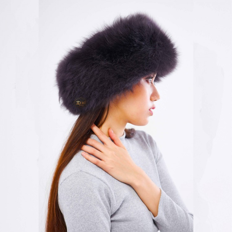 Kuzgun Koyu Kahve Kuzu Kürklü Kadın Deri Börk | Kışlık Şapka | Okçuluk, At Binme, Kayak, Snowboard