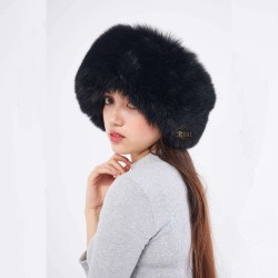 Siyah Tilki Kürklü Şapka | Kadın | At Binme, Kayak | Derisitesi Siyah Tilki Kürklü Şapka | Kadın | At Binme, Kayak | Derisitesi