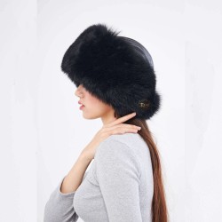 Siyah Tilki Kürklü Şapka | Kadın | At Binme, Kayak | Derisitesi Siyah Tilki Kürklü Şapka | Kadın | At Binme, Kayak | Derisitesi