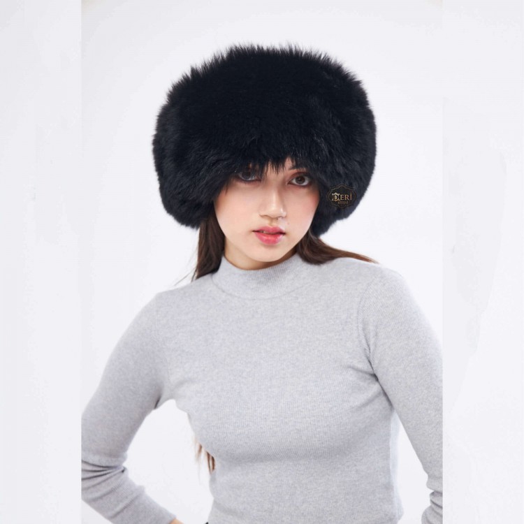 Siyah Tilki Kürklü Şapka | Kadın | At Binme, Kayak | Derisitesi