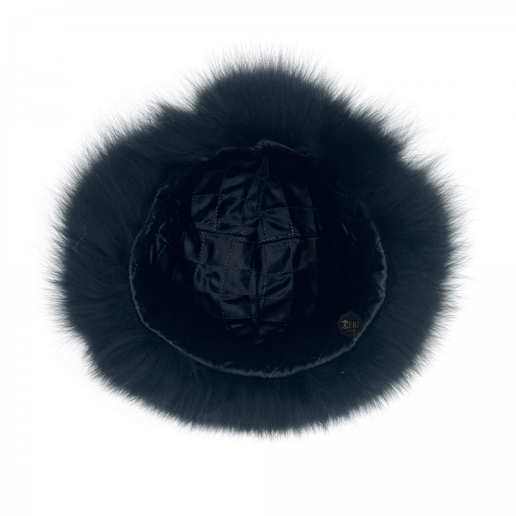 Black Fox Fur Hat | Women | Horseback Riding, Skiing | Derisitesi Black Fox Fur Hat | Women | Horseback Riding, Skiing | Derisitesi