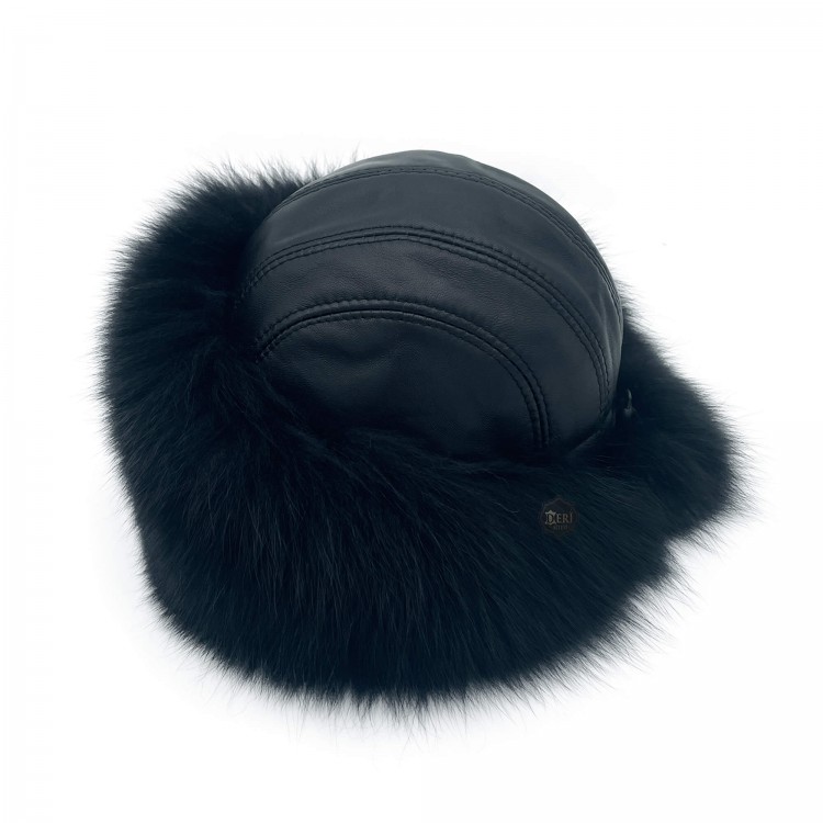Black Fox Fur Hat | Women | Horseback Riding, Skiing | Derisitesi Black Fox Fur Hat | Women | Horseback Riding, Skiing | Derisitesi