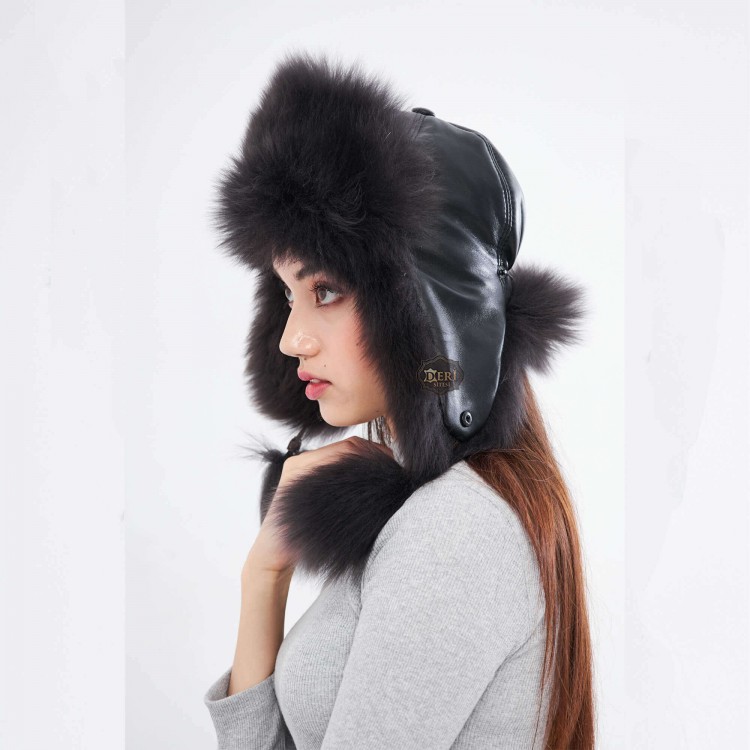 Russian Trapper Winter Fur Ushanka Hat for Women - Brown Shearling Sheepskin Russian Trapper Winter Fur Ushanka Hat for Women - Brown Shearling Sheepskin