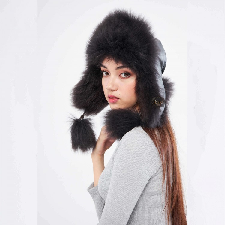 Russian Trapper Winter Fur Ushanka Hat for Women - Brown Shearling Sheepskin Russian Trapper Winter Fur Ushanka Hat for Women - Brown Shearling Sheepskin