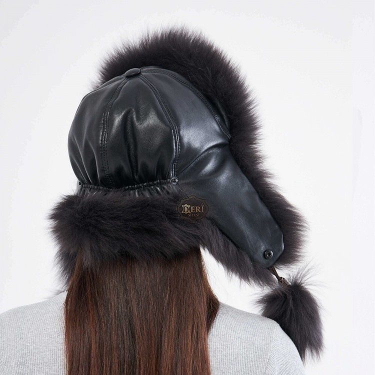 Russian Trapper Winter Fur Ushanka Hat for Women - Brown Shearling Sheepskin Russian Trapper Winter Fur Ushanka Hat for Women - Brown Shearling Sheepskin