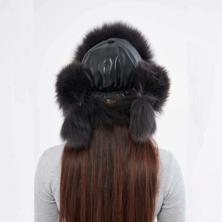 Russian Trapper Winter Fur Ushanka Hat for Women - Brown Shearling Sheepskin Russian Trapper Winter Fur Ushanka Hat for Women - Brown Shearling Sheepskin