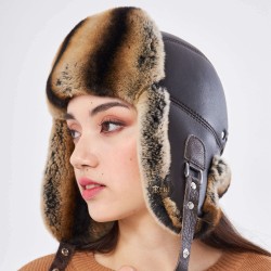 Kahverengi Tavşan Kürklü Ushanka Kadın Deri Şapka ile Kışın Keyfini Çıkarın! Kahverengi Tavşan Kürklü Ushanka Kadın Deri Şapka ile Kışın Keyfini Çıkarın!