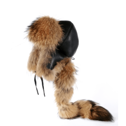 Mongolian Traditional Raccoon Fur Trapper Hats for Men | Winter Hats with Real Leather Mongolian Traditional Raccoon Fur Trapper Hats for Men | Winter Hats with Real Leather