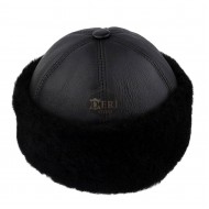 Black Winter Fur Hat - Outdoor Leather Hat Black Winter Fur Hat - Outdoor Leather Hat