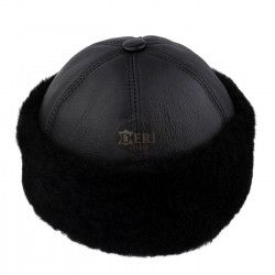 Black Winter Fur Hat - Outdoor Leather Hat Black Winter Fur Hat - Outdoor Leather Hat