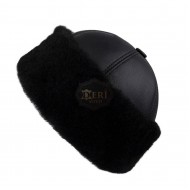 Black Winter Fur Hat - Outdoor Leather Hat Black Winter Fur Hat - Outdoor Leather Hat