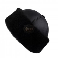 Black Winter Fur Hat - Outdoor Leather Hat Black Winter Fur Hat - Outdoor Leather Hat