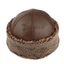 Brown Winter Fur Hat - Outdoor Leather Hat Brown Winter Fur Hat - Outdoor Leather Hat