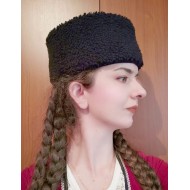 Kadın Siyah Kafkas Kalpağı - Deri Kalpak Kadın Siyah Kafkas Kalpağı - Deri Kalpak