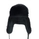 Erkek Siyah Deri Ushanka Şapka - Kışlık Kürklü Outdoor Şapka